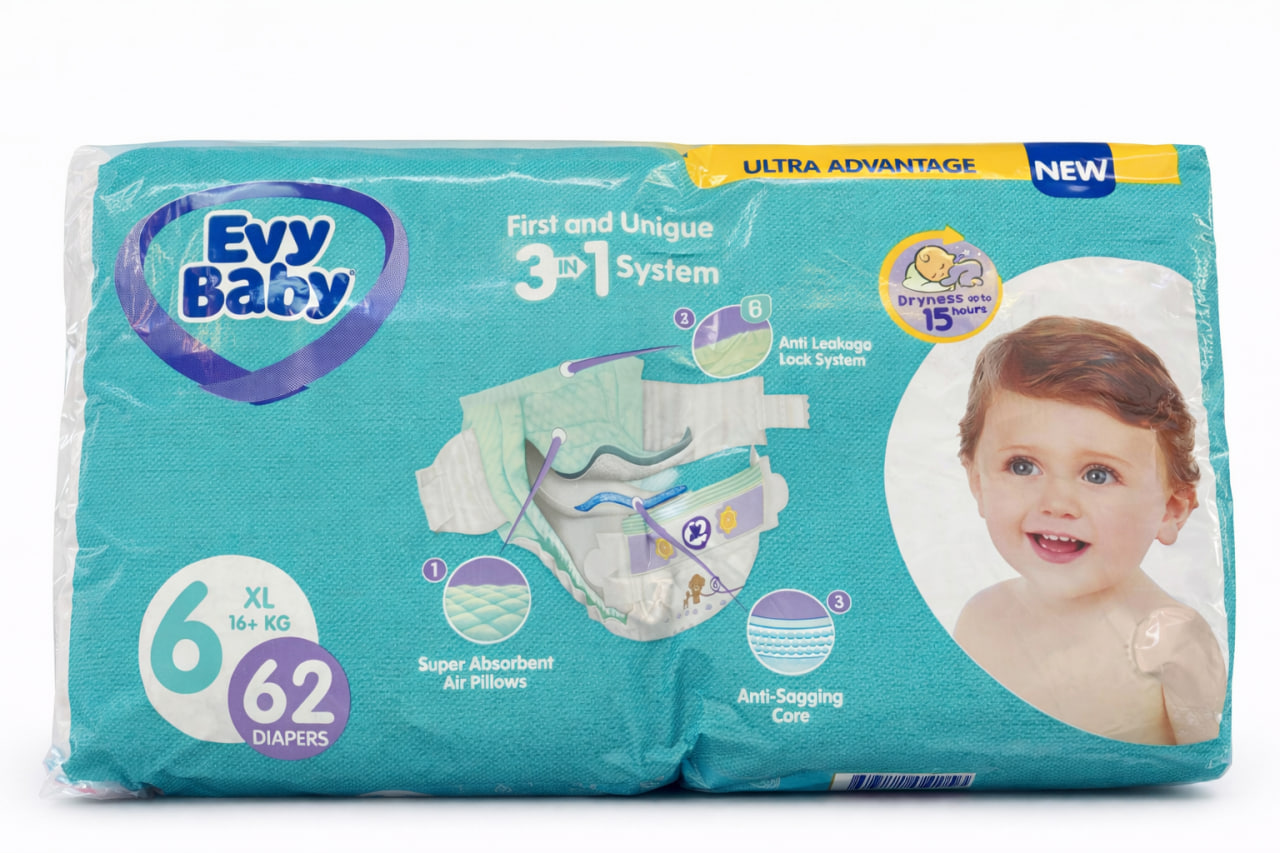 Evy Baby Diapers Size 6 XL 62 Pieces
