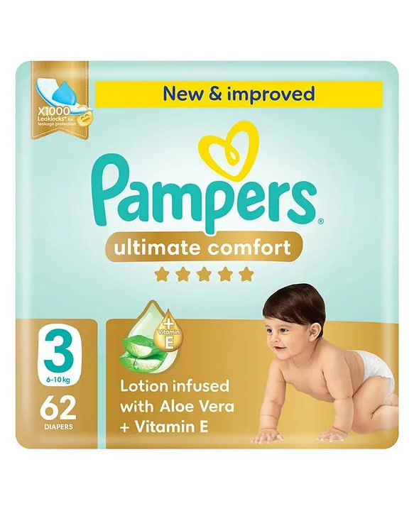 Pampers Complete Comfort Diapers Size 3 (62 Pieces)