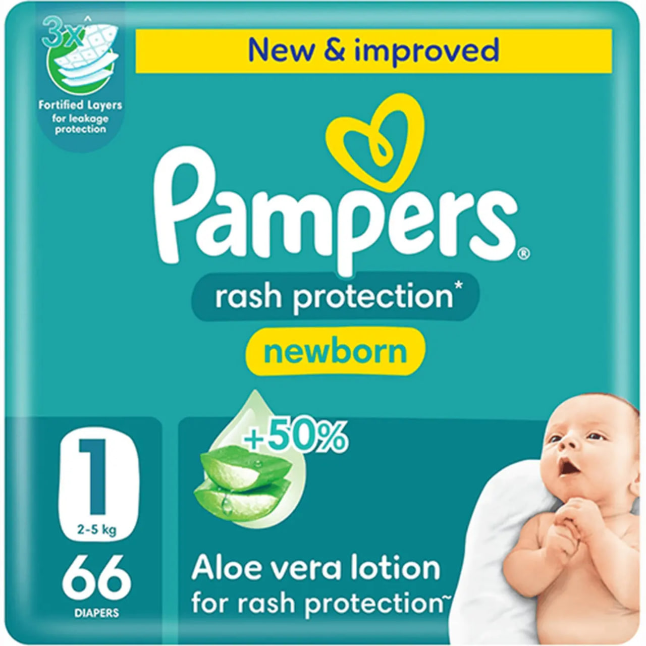 Pampers Rash Protection 1Newborn Diapers 66 Pieces