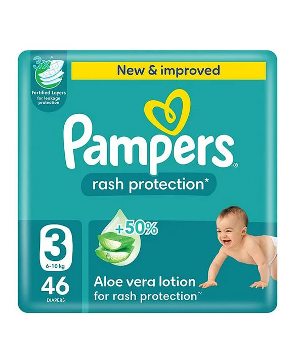 Pampers Rash Protection Diapers Size 3 (46 Pieces)